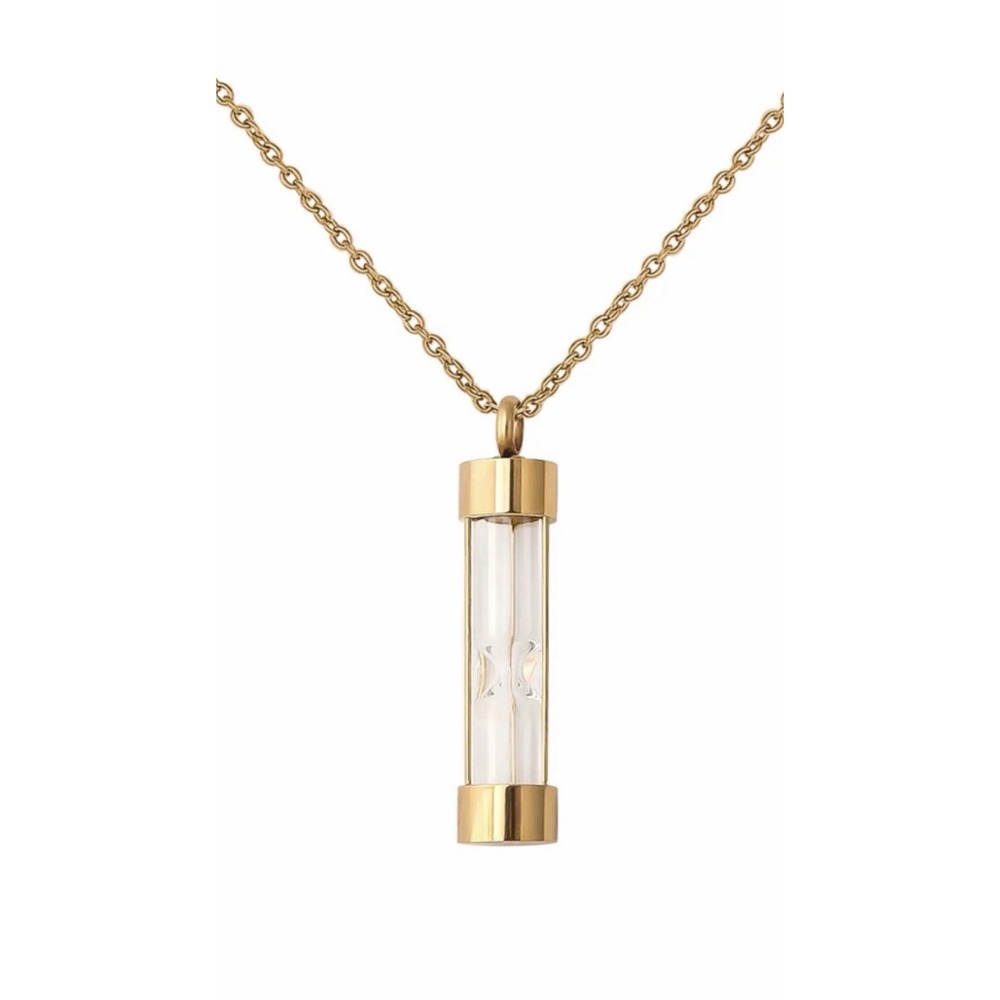 Hourglass Cylinder Urn Necklace Cremation Ash Holder Memorial NIB